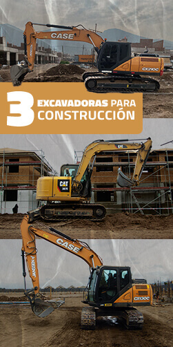 3 de nuestras excavadoras clave para construcción, disponibles en Maquinaria Carrán